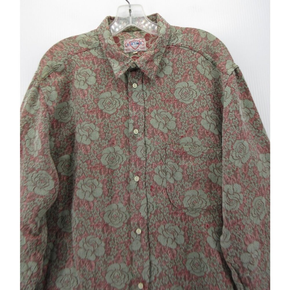 Vintage Men’s Shirt XL Floral Jacquard Psychedelic Mod 60s James W Brine - Picture 2 of 10